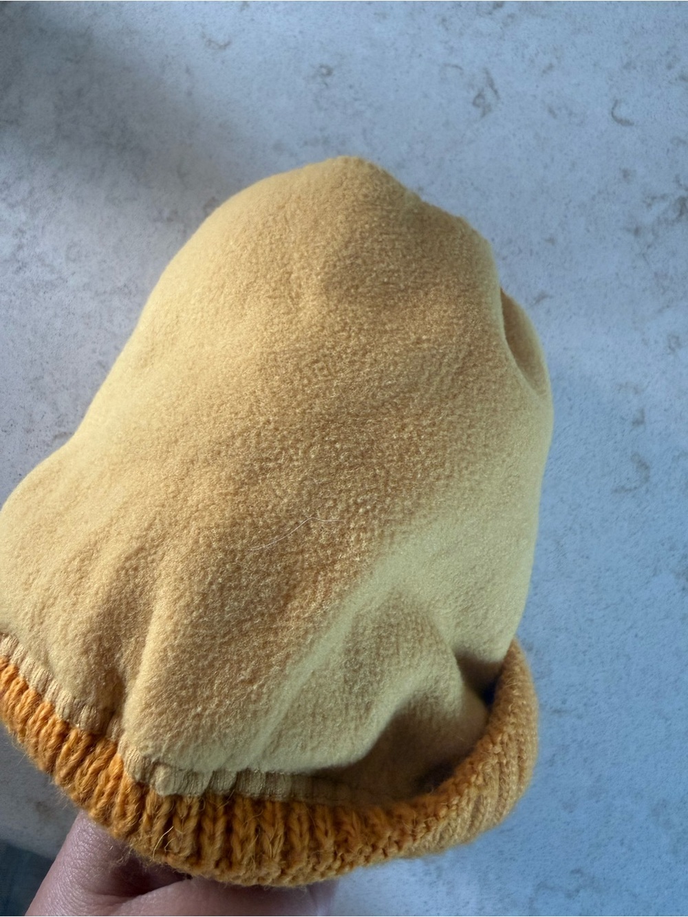 Women's Mustard Yellow Cable Knit Pom Hat - Picture 2 of 3